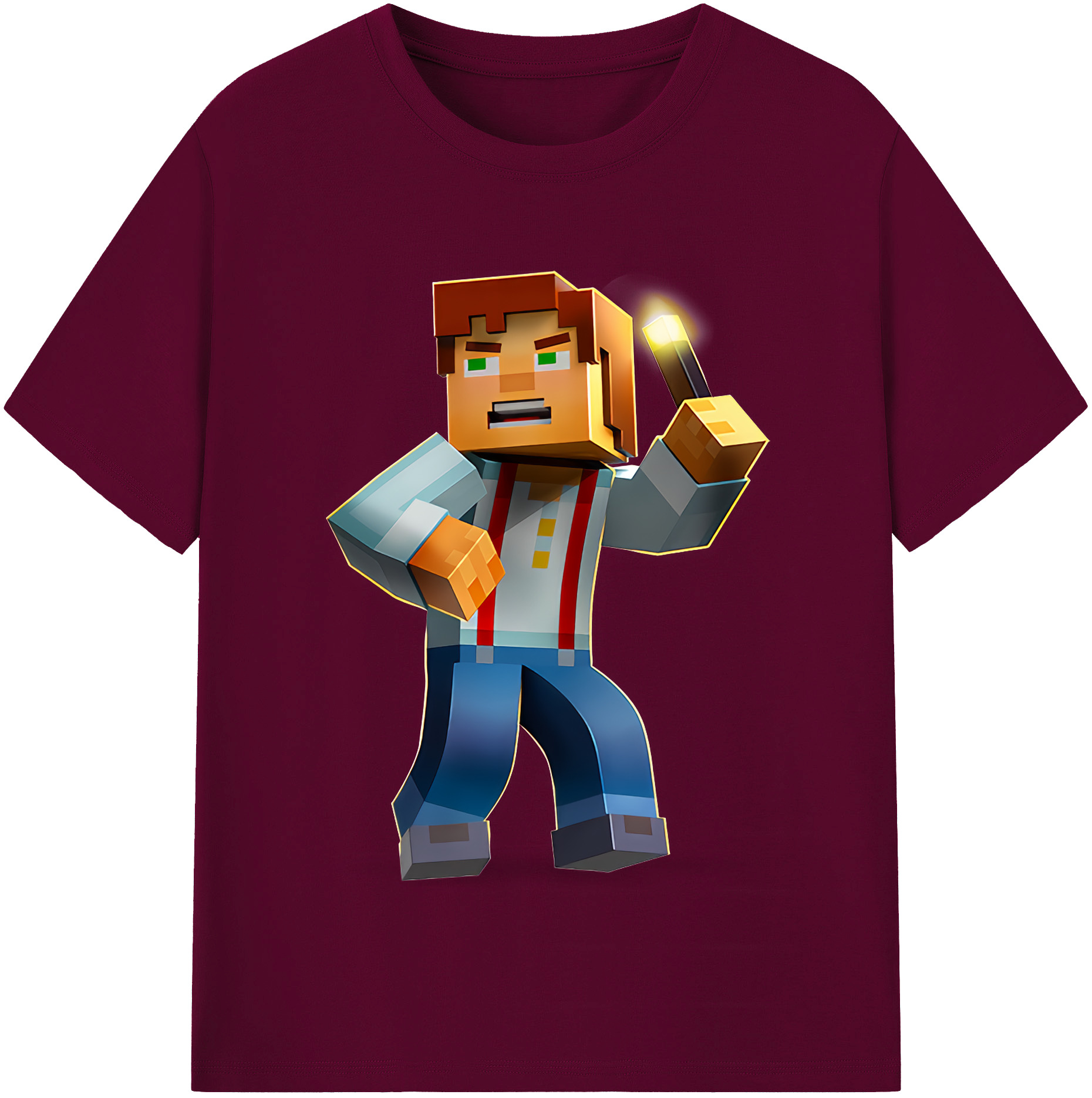 （画像用） マインクラフト ブロックの世界 Minecraft MC Block world レディースカジュアルプリントTシャツ（綿100％）
